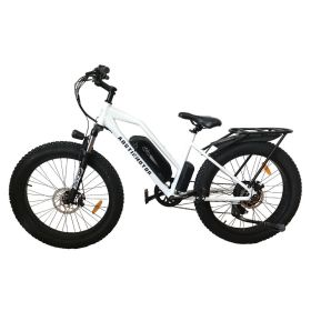 AOSTIRMOTOR 26" 750W Camouflage Electric Bike Fat Tire P7 48V 12.5AH Removable Lithium Battery for Adults with Detachable Rear Rack Fender(White)