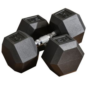 Soozier 2 x 50lbs Hex Dumbbell Set of 2, Rubber Weights Exercise Fitness Dumbbell with Non-Slip Handles, Anti-roll, for Women or Men Home Gym Wor