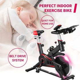 Murtisol Indoor Cycling Stationary Bike,Exercise Bike with Adjustable Seat,Belt Drive,LCD Display,28.7 LBS Cast Iron flywheel Flywheel