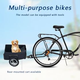 Multifunction 26 Inch 7 Speed Bike, Steel Frame, Upright Comfortable Seat, U-brake, Multi-function Rear Rack, Multicolor