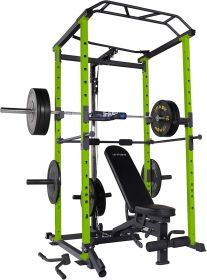 200lb Green Home Gym Set Multi-functional Power Cage, Home Adjustable Pullup Squat Rack 1000Lbs Capacity Comprehensive Fitness Barbell Rack