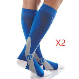 Compression Socks For Men&Women Best Graduated Athletic Fit For Running Flight Travel Boost Stamina Circulation&Recovery Socks (Option: Blue 2PC-XXL)