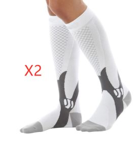 Compression Socks For Men&Women Best Graduated Athletic Fit For Running Flight Travel Boost Stamina Circulation&Recovery Socks (Option: White 2PC-S M)