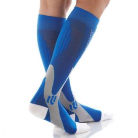 Compression Socks For Men&Women Best Graduated Athletic Fit For Running Flight Travel Boost Stamina Circulation&Recovery Socks (Option: Blue-L XL)