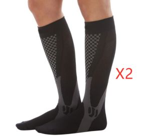 Compression Socks For Men&Women Best Graduated Athletic Fit For Running Flight Travel Boost Stamina Circulation&Recovery Socks (Option: Black 2PC-L XL)