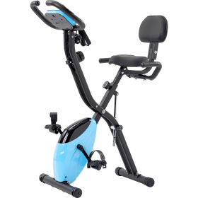 Folding Exercise Bike Fitness Upright And Recumbent X-Bike With 10-Level Resistance (Color: Black)