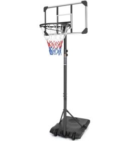 Portable Basketball Goal System With Stable Base And Wheels, Use For Indoor Outdoor Teenagers Youth Height Adjustable 5.6 To 7ft Basketball Hoop (Option: Transparent)