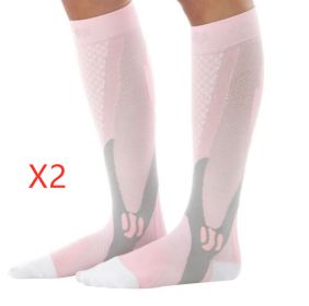 Compression Socks For Men&Women Best Graduated Athletic Fit For Running Flight Travel Boost Stamina Circulation&Recovery Socks (Option: Pink 2PC-XXL)