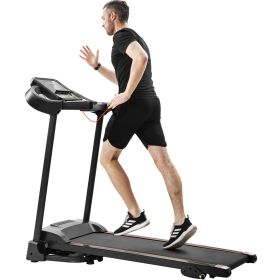 Compact Easy Folding Treadmill Motorized Running Jogging Machine Audio Speaker (Color: Black)