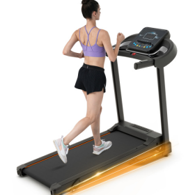 Compact Easy Folding Treadmill Motorized Running Jogging Machine With Audio Speakers And Incline Adjuster (Color: Black)