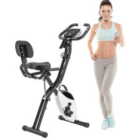 Folding Exercise Bike Fitness Upright Recumbent X-Bike With 10-Level (Color: Black)