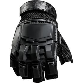 Military Airsoft Gloves Army Tactical Shooting Gloves Combat Men Outdoor Hiking Riding Anti-Slip Half / Full Finger Gloves (Color: Half Finger Black, size: M)