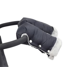 Fleece Stroller Hand Muff, Winter Anti-Freeze Gloves for Baby Stroller (Color: Black)