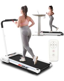 FYC Under Desk Treadmill - 2 in 1 Folding Treadmill for Home 300LBS Weight Capacity;  Free Installation Foldable Treadmill Compact Electric Runni (Color: White)