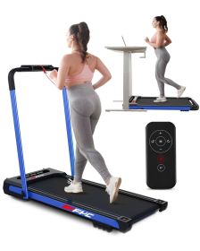 FYC Under Desk Treadmill - 2 in 1 Folding Treadmill for Home 300LBS Weight Capacity;  Free Installation Foldable Treadmill Compact Electric Runni (Color: Blue)