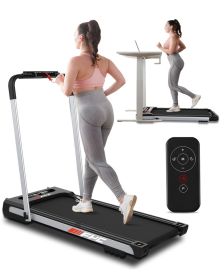 FYC Under Desk Treadmill - 2 in 1 Folding Treadmill for Home 300LBS Weight Capacity;  Free Installation Foldable Treadmill Compact Electric Runni (Color: Silver)