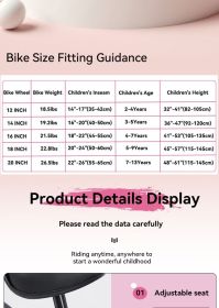 FKZNPJ 16 inch sporty kids bike with training wheels and stand Adjustable saddle Suitable for boys and girls aged 4-8 years tall Height 41-46 inc (Color: as Pic)