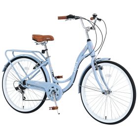 7 Speed, Steel Frame, Multiple Colors 24 Inch Ladies Bicycle (Color: as Pic)