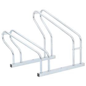 Bicycle Stand for 2 Bikes Floor Freestanding Galvanized Steel (Color: Silver)