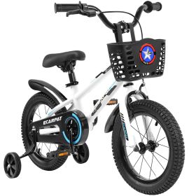 C14111A Kids Bike 14 inch for Boys & Girls with Training Wheels, Freestyle Kids' Bicycle with Bell,Basket and fender. (Color: as Pic)