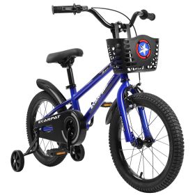 C16111A Kids Bike 16 inch for Boys & Girls with Training Wheels, Freestyle Kids' Bicycle with Bell,Basket and fender. (Color: as Pic)