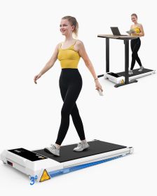 FYC Under Desk Treadmills Walking Pad with Incline and Remote Control and LED Display Electric Running Machine for Home Office Exercise Walking J (Color: White)