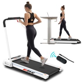 FYC 2 in 1 Under Desk Treadmill - 2.5 HP Folding Treadmill for Home;  Installation-Free Foldable Treadmill Compact Electric Running Machine;  Rem (Color: White)