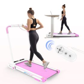 FYC 2 in 1 Under Desk Treadmill - 2.5 HP Folding Treadmill for Home;  Installation-Free Foldable Treadmill Compact Electric Running Machine;  Rem (Color: pink)