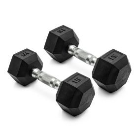 Coated Rubber Hex Dumbbell, Pair (actual weight: 15lb)