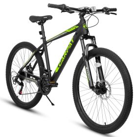 A26322 26-inch mountain bike adult aluminum frame shock absorbing front fork bike 21-speed disc brake mountain bike (Color: as Pic)