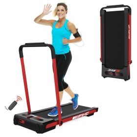 FYC 2 in 1 Under Desk Treadmill - 2.5 HP Folding Treadmill for Home;  Installation-Free Foldable Treadmill Compact Electric Running Machine;  Rem (Color: Red)