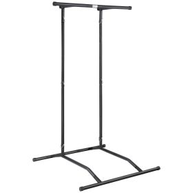 VEVOR Power Tower Dip Station, 2-Level Height Adjustable Pull Up Bar Stand, Multi-Function Strength Training Workout Equipment (Color: Black)