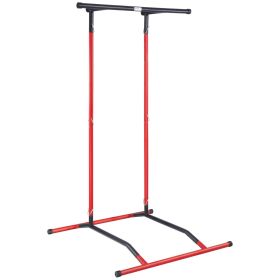 VEVOR Power Tower Dip Station, 2-Level Height Adjustable Pull Up Bar Stand, Multi-Function Strength Training Workout Equipment (Color: Black Red)