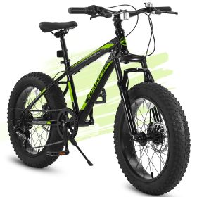 S20109 Kids' Bike 20 Inch Wheels Fat Tire Bike, 4" Wide Fat Tire Snow Mountain Bike Ages 8-12 Year Old, Steel Frame (Color: as Pic)