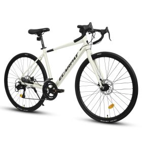 A28320RS 700C Road Bike, 16-Speed Outdoor Bike Disc Brakes, Light Weight Aluminum Frame ,Racing Bike City Commuting Road Bicycle M Size for Men W (Color: as Pic)